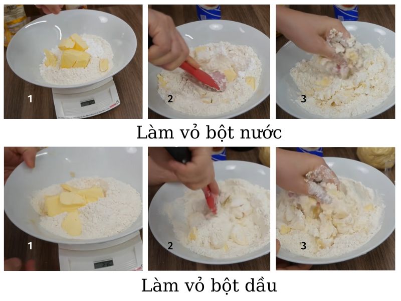 Cách làm phần bột nước và bột dầu bánh trung thu ngàn lớp