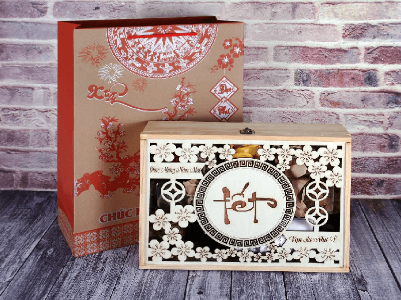 Hộp quà Tết bằng gỗ đẹp