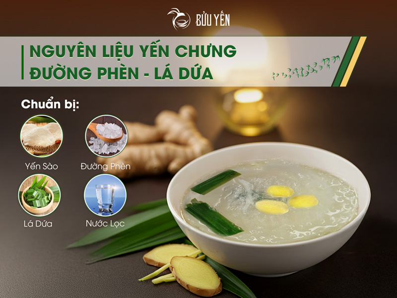 nguyên liệu làm yến chưng đường phèn lá dứa