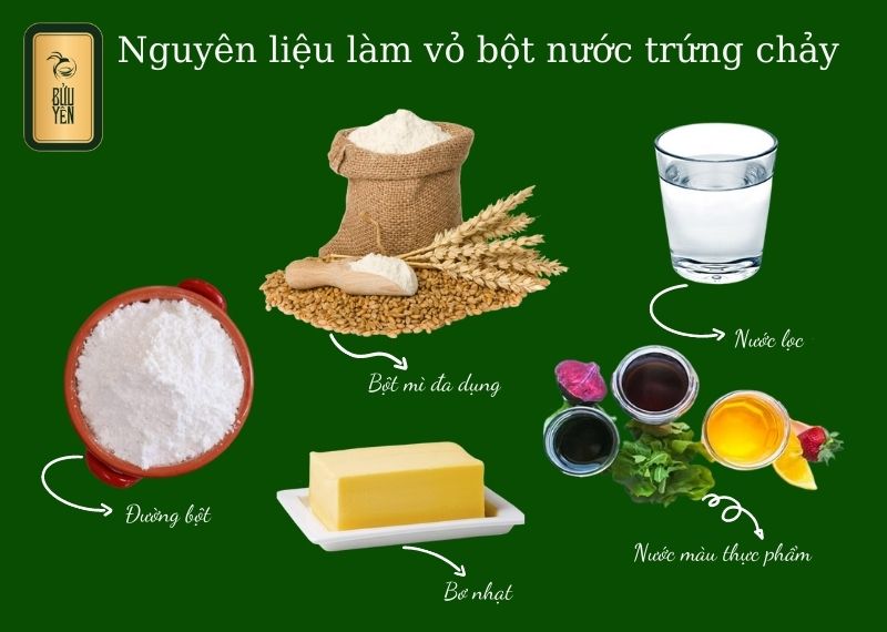 Chuẩn bị nguyên liệu làm phần vỏ bột nước bánh trứng chảy