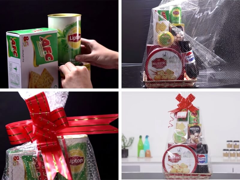 Gói quà Tết bằng giấy kiếng trong suốt