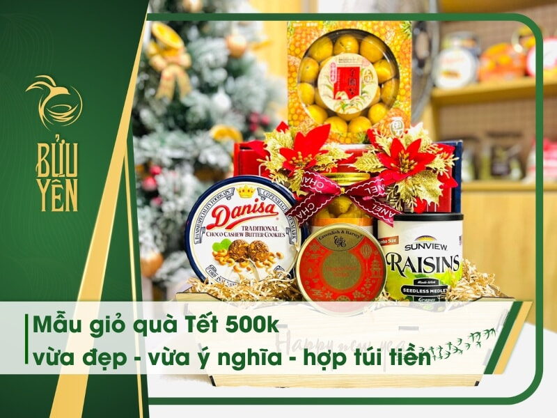 Mẫu giỏ quà Tết 500k vừa đẹp – vừa ý nghĩa – hợp túi tiền