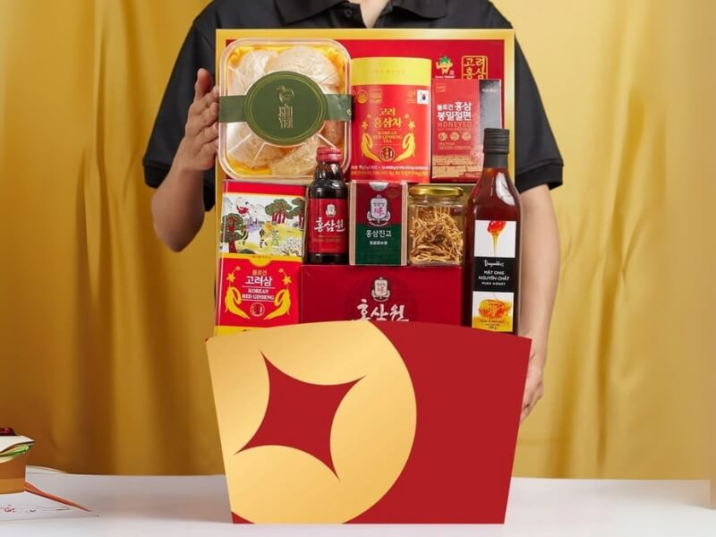 Giỏ quà Tết sâm và yến