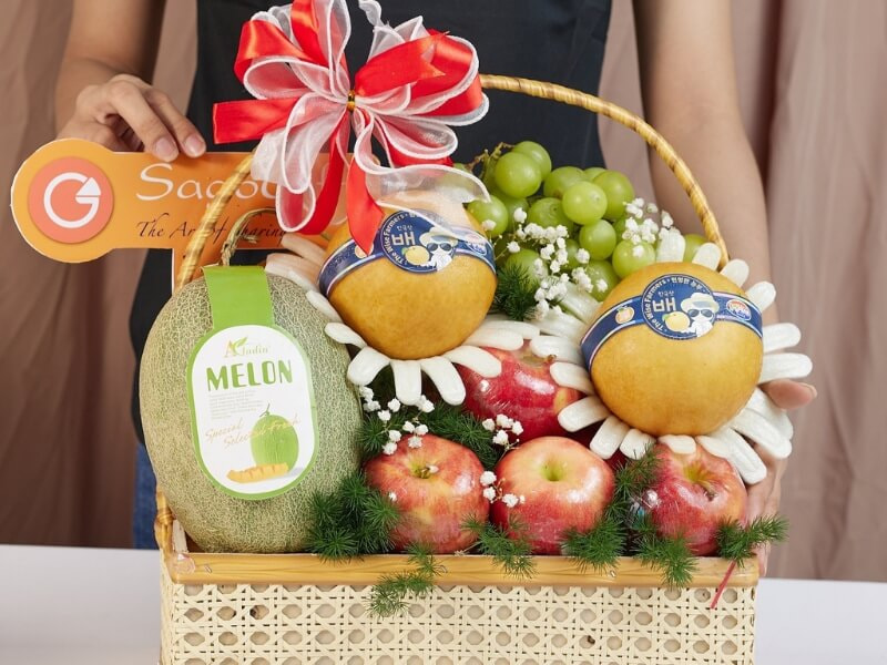 Giỏ hoa quả biếu Tết