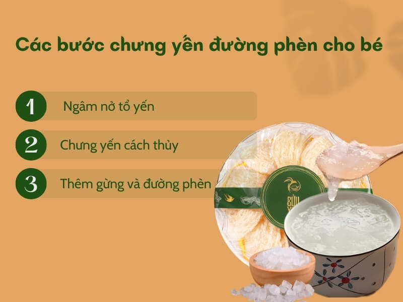 cách chưng yến đường phèn cho trẻ