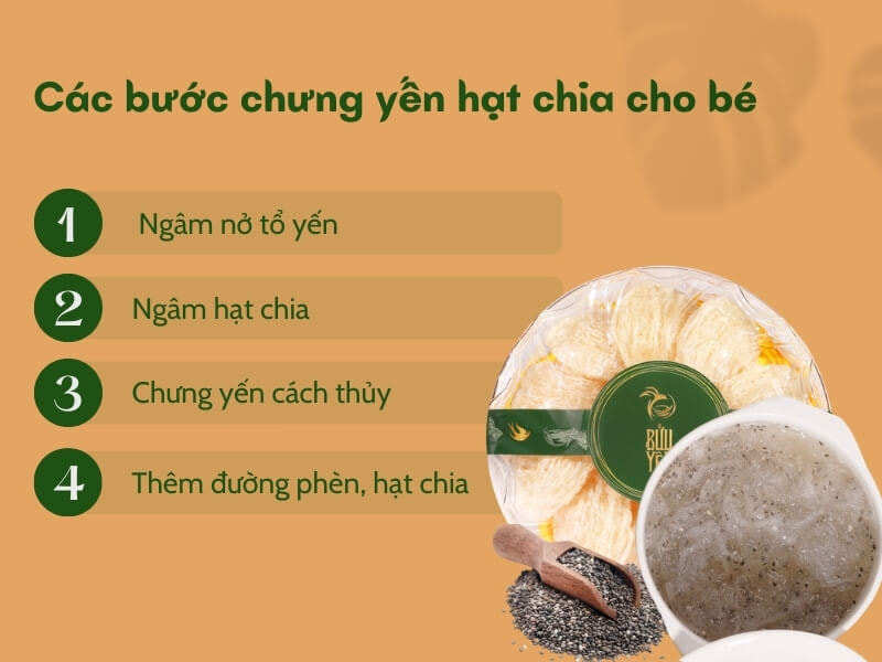 cách chưng yến hạt chia cho trẻ ăn dặm