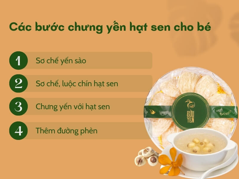 cách chưng yến hạt sen cho trẻ