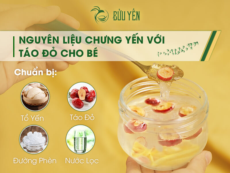 Nguyên liệu chưng yến với táo đỏ