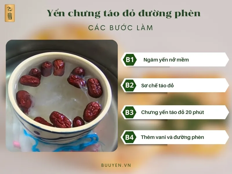 5 Công thức làm yến chưng táo đỏ thơm ngon, bổ dưỡng