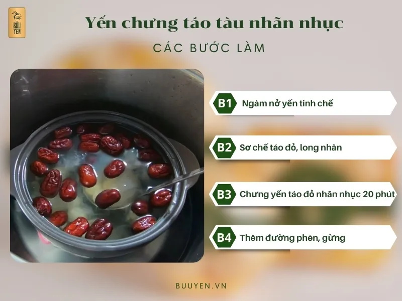 5 Công thức làm yến chưng táo đỏ thơm ngon, bổ dưỡng