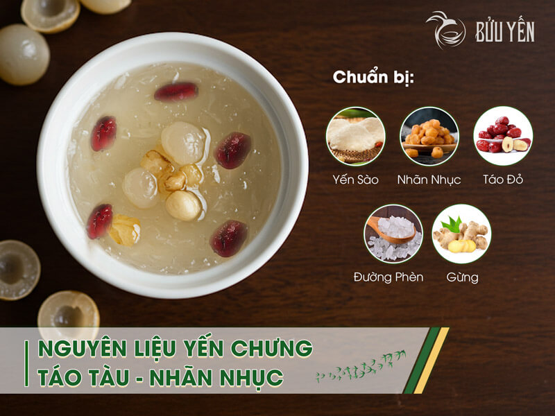 Nguyên liệu chưng yến với táo đỏ nhãn nhục