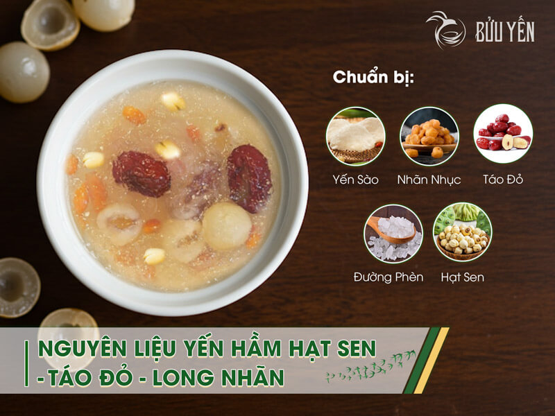 Nguyên liệu nấu chè yến hạt sen long nhãn