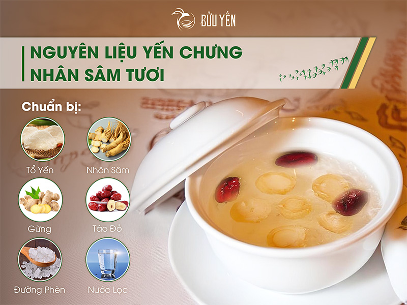 Nguyên liệu làm yến chưng nhân sâm tươi