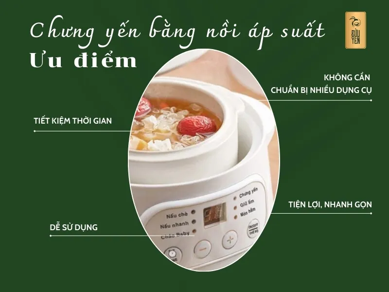 cách chưng yến bằng nồi áp suất