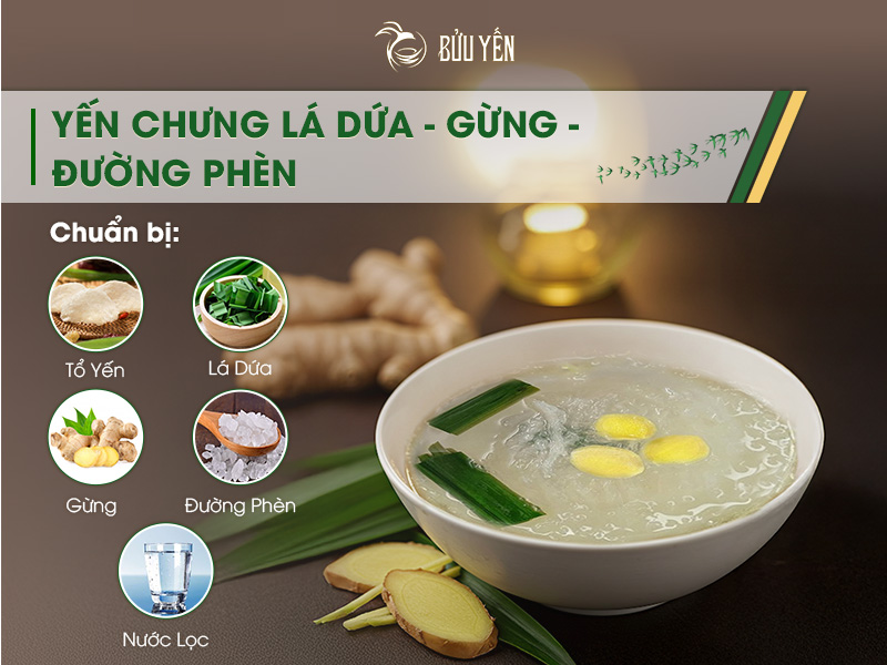 Nguyên liệu chưng yến gừng lá dứa