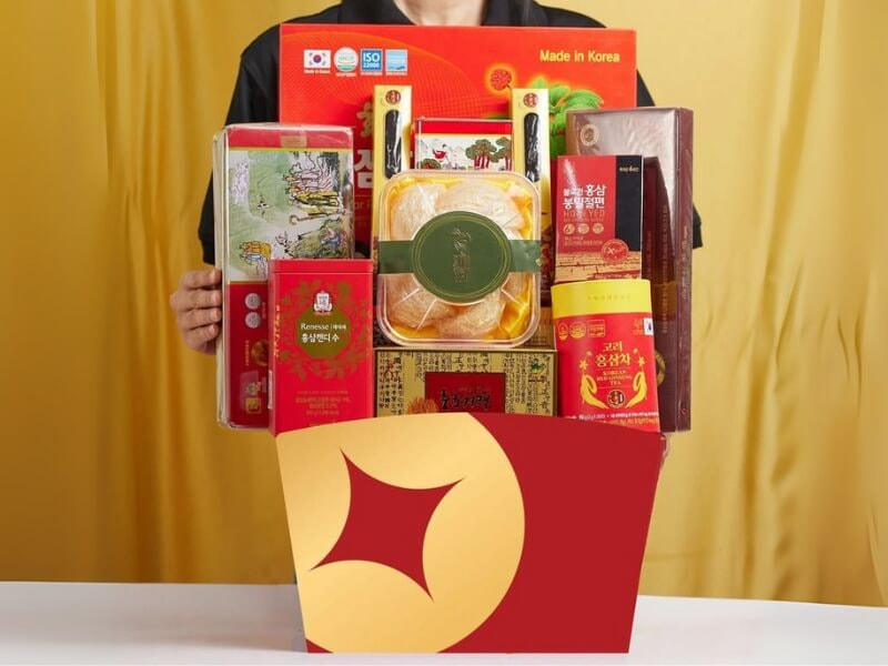 Giỏ quà Tết kết hợp sâm Hàn Quốc và yến sào
