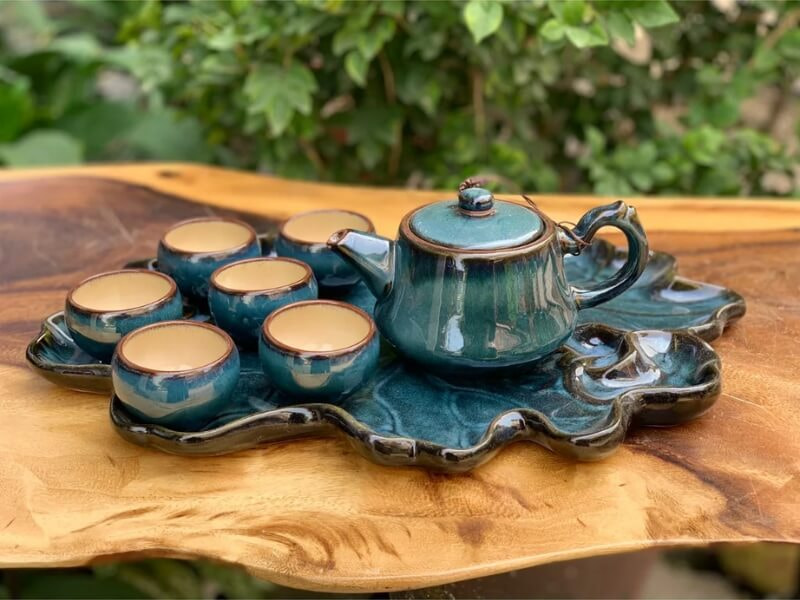 Bộ ấm trà gốm sứ Bát Tràng